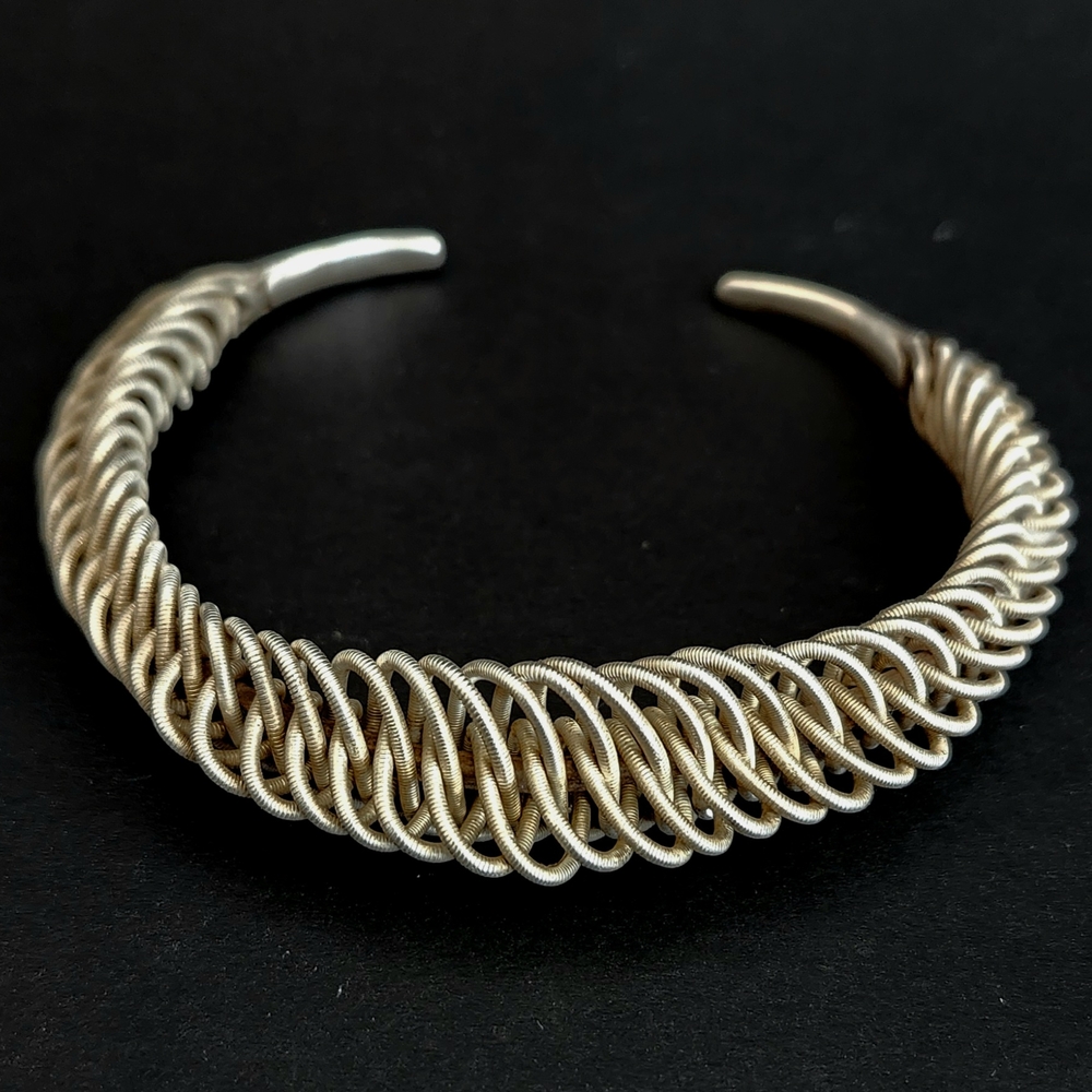 Vintage Marked HA 875 Silver Cuff Bangle Bracelet, Tribal Silver Bracelet